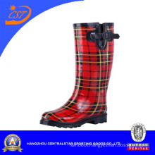 2016 Red Stripe Rain Boots with Buckle for Men and Women Zhejiang (SSD-LB11)
